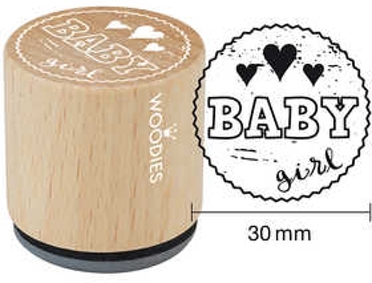 Houten stempel, d: 30 mm, h: 35 mm, Baby girl , 1stuk [HOB-32388]